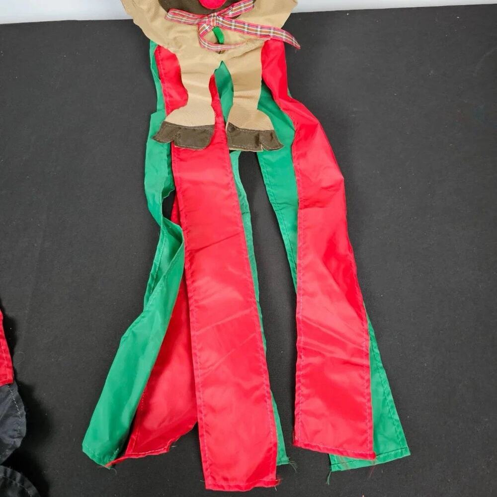 3 Seasonal Wind Socks, Santa Clause, Nutcracker, And Reindeer.